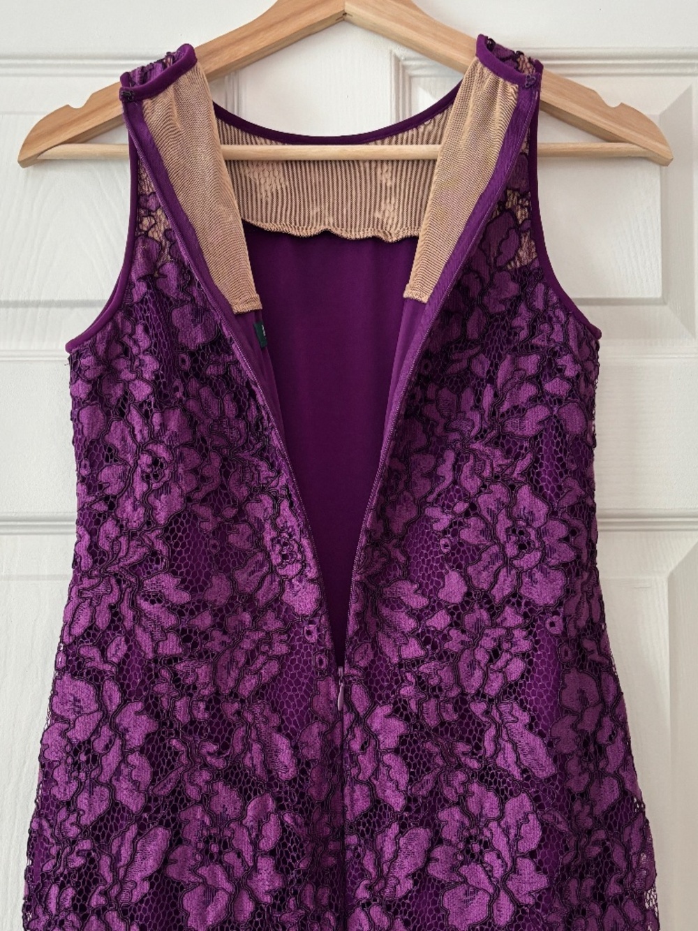 Lauren Ralph Lauren Melia Floral Lace Sheath Dress - Plum Purple Size 0P - Picture 8 of 11
